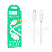 Кабель Type-C - Lightning Hoco X113 (3A, 27W, PD, оплетка нейлон) Белый