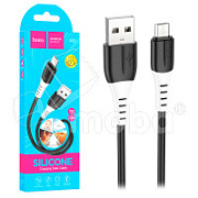 Кабель USB - MicroUSB Hoco X82 (2.4A, оплетка силикон, термостойкий) Черный