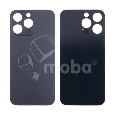 Задняя крышка для iPhone 14 Pro Max (A2895) Черный (стекло, узкий вырез под камеру, логотип) - Премиум